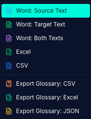 Export Options